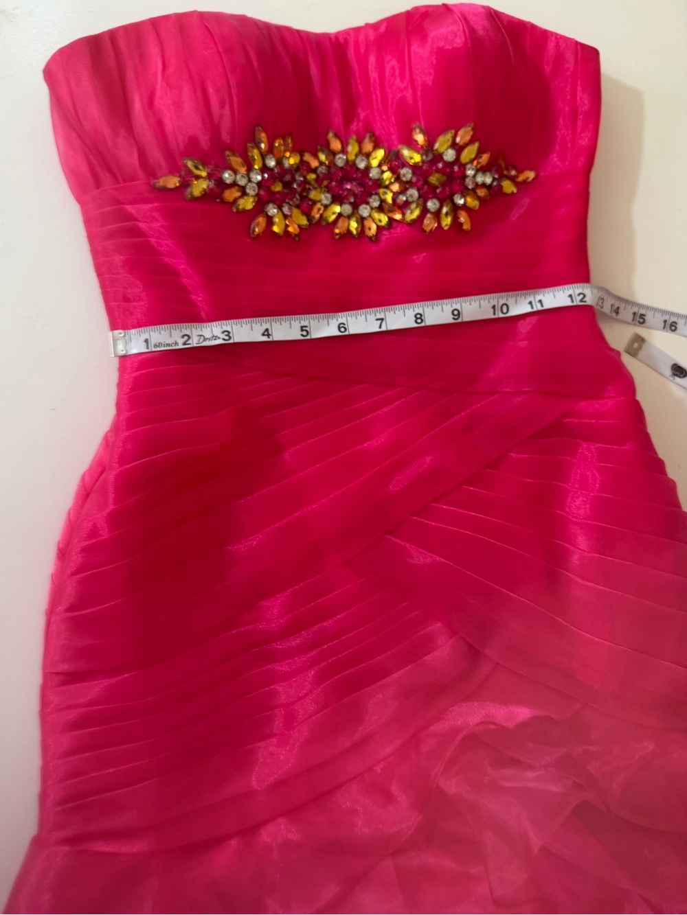 May Queen Couture Vintage Strapless Barbie Hot Pink Beaded Ruffle Gown NWOT 6 - Picture 16 of 16